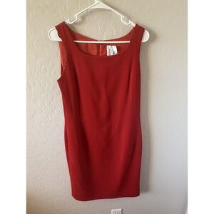 Max Mara Dress Womens Size 8 Deep Red Sheath Sleeveless Wool Italian Minimalist